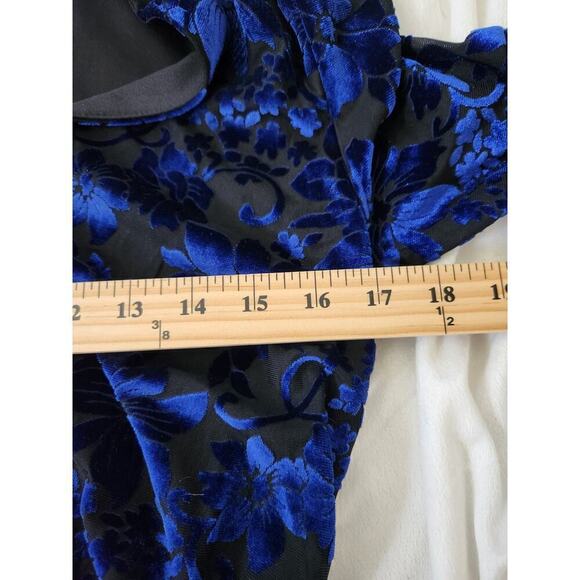 Allison & Kelly Blue tiered velvet burnout dress sz M floral witchy fairy goth - Picture 10 of 12